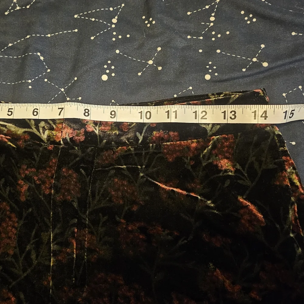 Zara The Charlotte Pant Flare Black Red Floral Velvet Sz S - Picture 6 of 10
